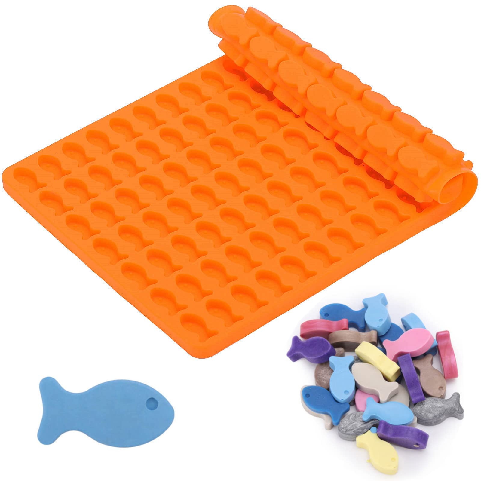 Photo 1 of 112 Cavity Silicone Molds Mini Fish Shaped Dog Treats Mold Non-stick Chocolate Molds for Baking and Freezing Candy, Biscuits, Ice Cubes