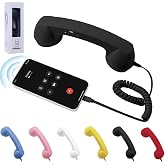 Retro Phone Handset for iPhone, Retro Phone Handset USB C, Vintage Type-C Telephone Receiver, Clear Audio Plug for Calls &amp; Video Chats (Black,Type-C)