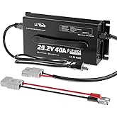 LiTime 24V (29.2V) 40A Lithium Battery Charger, 0V Activation, Fast AC-DC | For LiFePO4 Batteries, 0V Activation, Smart 3-Stage Charging with Anderson Connector &amp; LED Indicator for RVs, Homes, Off-Grid
