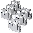 M-K231 Replace for Brother PT-M95 PT-65 PT-90 PT-70 PT-80 Label Maker Tape Refills M-K231s 12mm 0.47 White Tape P Touch M Tape MK231 M231, Ptouch Black on White Label Maker Tape 1/2 Inch, 6-Pack