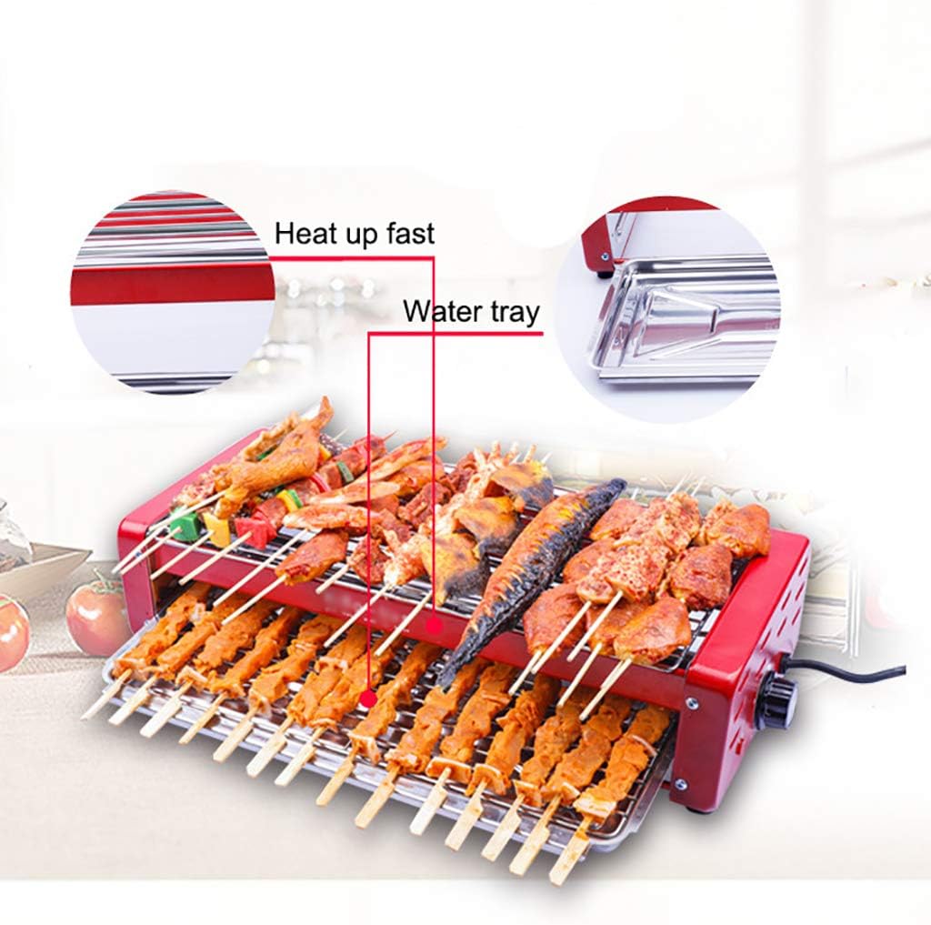 review 4-Serving Indoor Smoke-Free Electric Grill, 2 Floors, Water Tray, Temperature Adjustment, Ideal for Parties and Family Fun