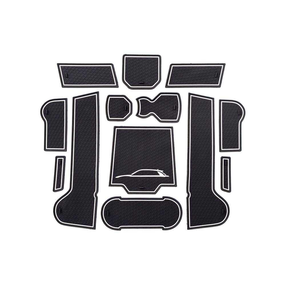 LFOTPP Non-Slip Rubber Mats for V W T-roc TROC 2017-2025, Car Mats Door Slot Mat Car Armrest Drink Holder Mat Centre Console Non-Slip Mats, Car Auto Accessories, 13pcs/Set (White)