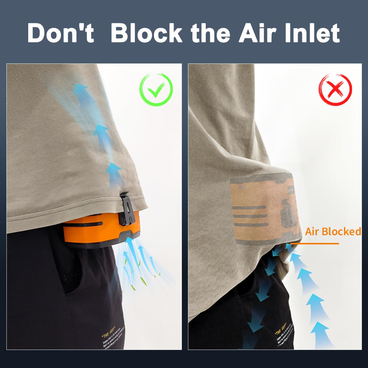 WAFTING Portable Waist Fan - High-Speed Belt Fan, 10-Speed Adjustable, 10000mAh Rechargeable, LED Display Shirt Air Conditioner for Camping, Hiking, and Outdoor Work