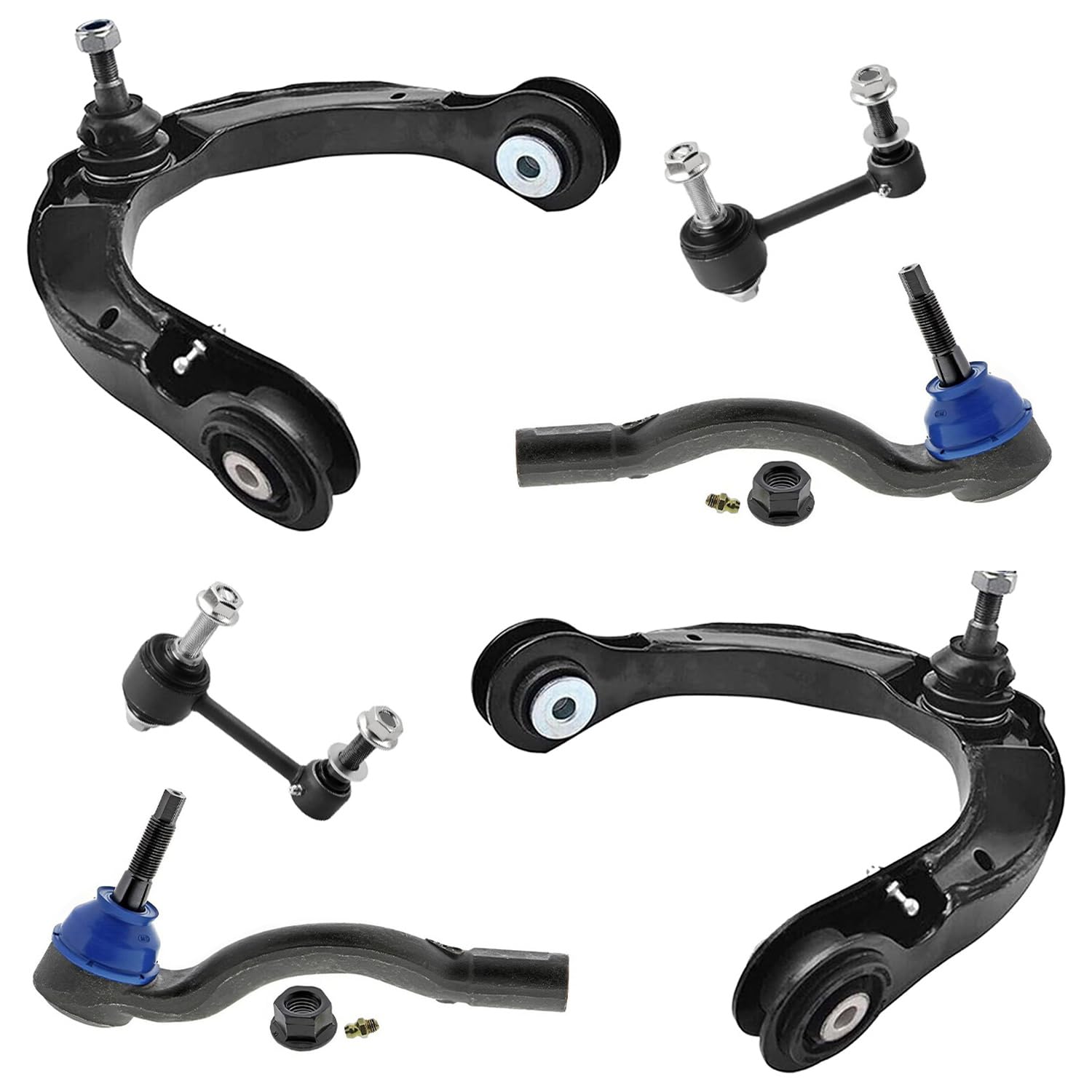 Detroit Axle - 6pc Front End Suspension Kit for 16-20 Dodge Durango Grand Cherokee, 2 Upper Control Arms with Ball Joint 2 Outer Tie Rods 2 Sway Bars 2016 2017 2018 2019 2020 Replacement Image