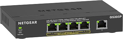 NETGEAR GS305PV3 5-Port Gigabit PoE Switch 4 PoE+ 63W Desktop Wall Mount