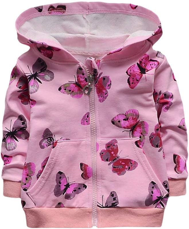 Amazon Com Fheaven Baby Winter Coat Infant Toddler Baby Girls Butterfly Print Hoodie Tops Casual Clothes Outwear With Pocket 3 6 Months Pink