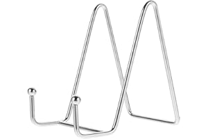 Sewroro Metal Photo Frame Stand Easel Silver Plate Display Holder for Ceramic Plates Book Pictures Medium