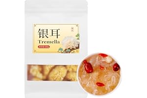 BAIHUATANG White Snow FungusTremella 银耳 去根特级银耳4.23oz / 120g Dried Snow Fungus (White Fungus) - Natural Silver Ear Mushroom Tremella, - Sulfur-Free, Vegan, Resealable Bag - Perfect for Desserts, Make Soup and Porridge 银耳红枣羹