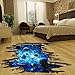 CNUSER 3D Blue Galaxy Wall Stickers- Universe Scene with Planets Stars Starry Sky- Removable Wall Mural Decals for Kids Bedroom Ceiling Living Room Nursery