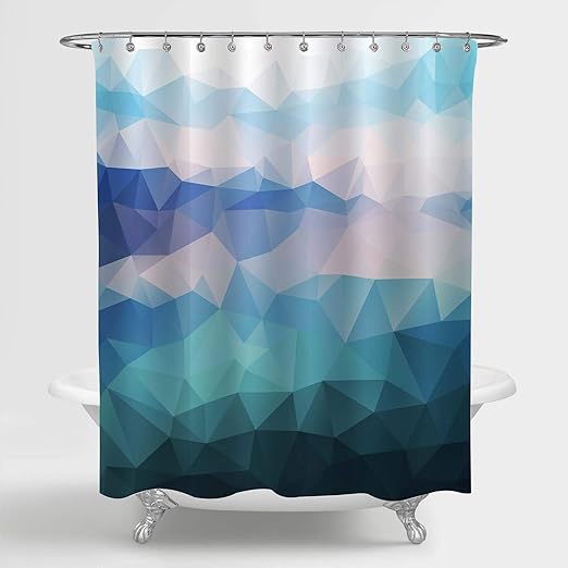 Amazon Com Mitovilla Blue Ombre Geometric Shower Curtain For Modern Bathroom Decor Polygonal Background Of Abstract Ocean Seascape Art Print Washable Polyester Fabric Bathroom Accessories 72 W X 72 L Home Kitchen