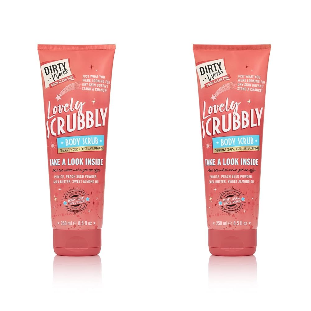 Dirty Works Lovely Scrubbly Shea Butter Body Scrub, Soft Exfoliating & Hydrating Skin Scrub, 250ml (Pack of 2)
