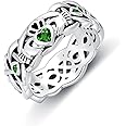 Seiyang Claddagh Ring for Women 925 Sterling Silver Claddagh Birthstone Ring Irish Band