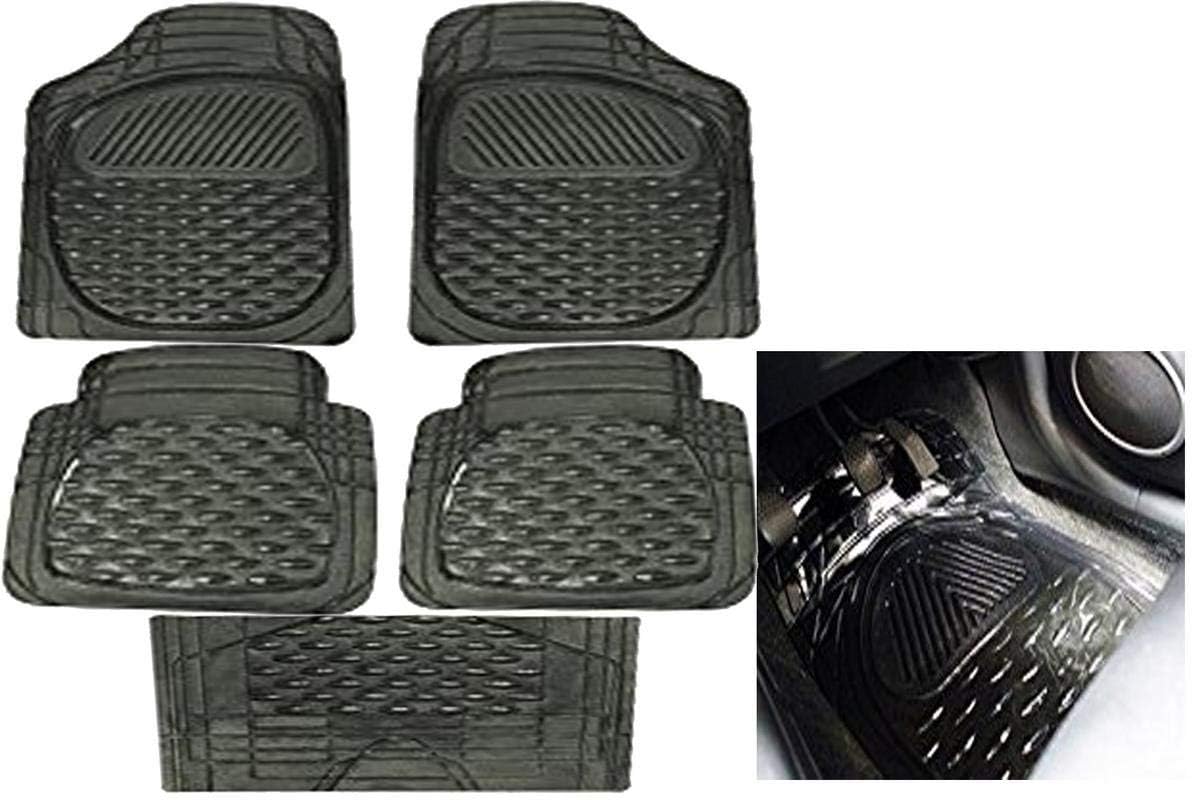 TRUSTWAY MT-01 Ellips Universal Car Bubble Floor/Foot Mats (Transparent) Black Transparent Set of 5 for Ford Explorer