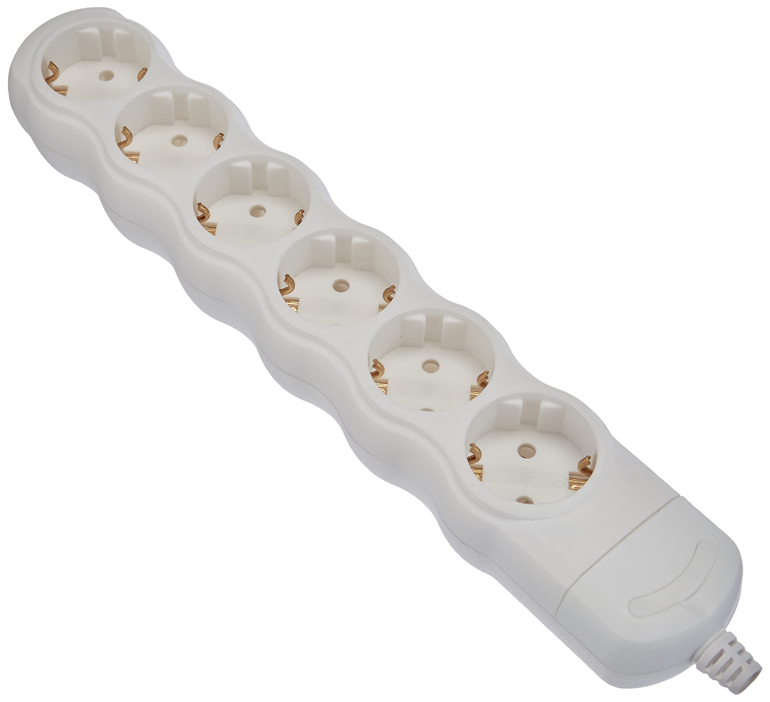 Kopp 129401009 Protective Contact Socket Strip, 6-Way, without Cable and Plug, Arctic White
