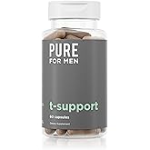 Pure for Men T-Support Supplement | Vegetarian Total Support for Men with Maca, Vitamin D, & Ashwagandha, Muscle Health | Endurance, Strength, Focus, & Energy Support | 60 Capsules