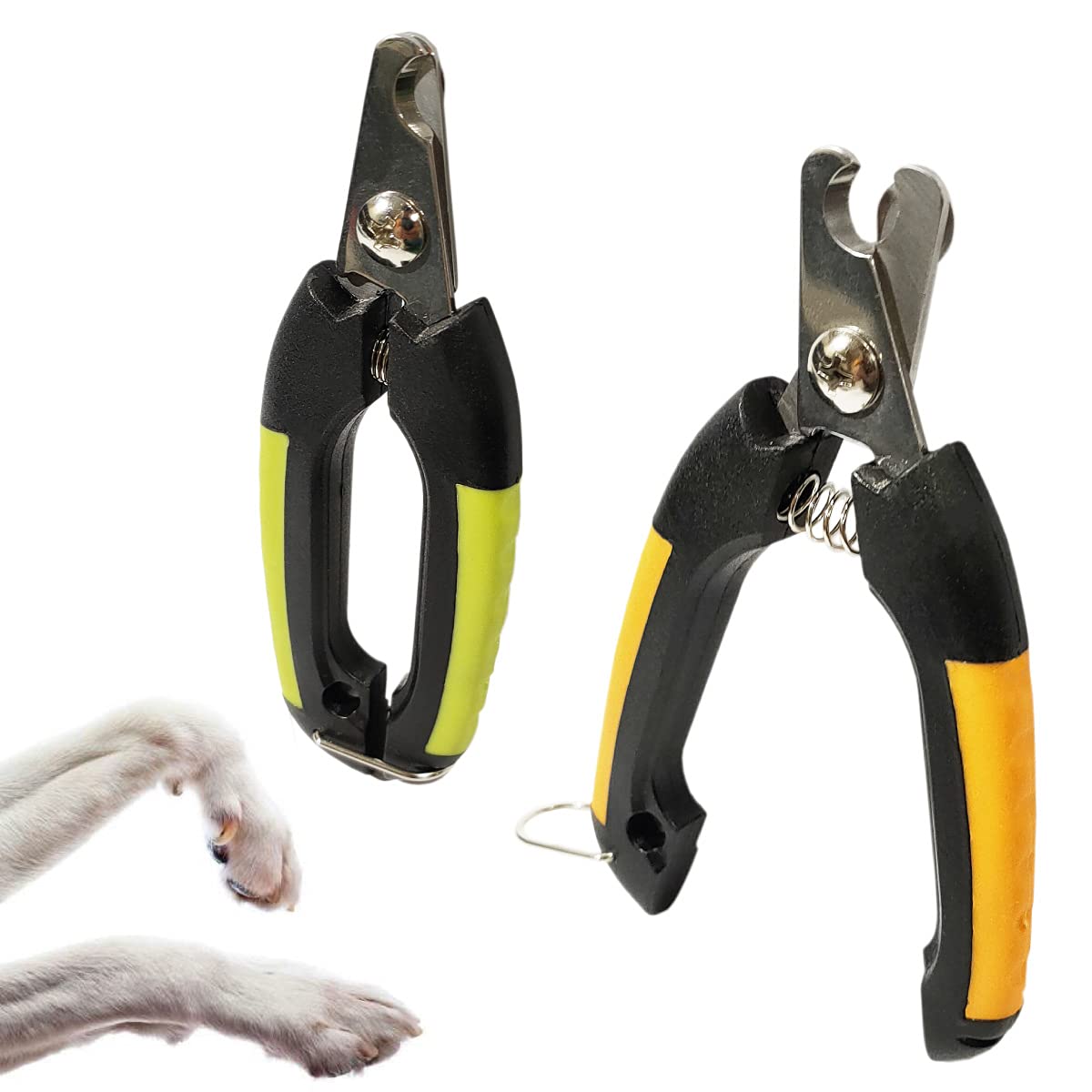 Mondo Idea Nail Clippers for Dogs Cats Rabbits Stainless Steel Veterinary and Personal Use with Safety Protection and Closure (Green (Large Size))