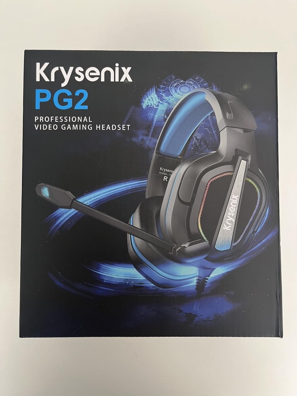 Krysenix Gaming Headset for PS4, PS5, PC, Mac, Xbox Series X, Noise Canceling Headphones with Microphone, PG2 Computer Headset with 3.5mm Jack & RGB Light Black/Green