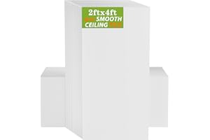 MODCART Drop Ceiling Tiles, Smooth White PVC Ceiling Panel 24 x 48in, Fire Rated Reusable & Waterproof Washable, High-Grade PVC to Prevent Breakage - Package of 10 Tiles