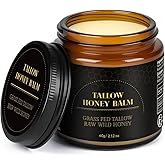 IIIMEIDU Beef Tallow for Skin, Tallow and Honey Balm for Face Moisturizer Balm, 100% Natural Organic Grass-Fed Beef, Honey, Vitamin E Oil for Body & Face (2.1 Oz)