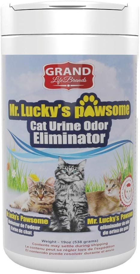 Amazon Com Mr Luckys Premium All Natural Cat Urine Odor Eliminator Keeps Litter Box Smelling Fresh Removes Stinky Smell Of Cat Pee From The Air Safe For Pets And Humans Does Not Stain