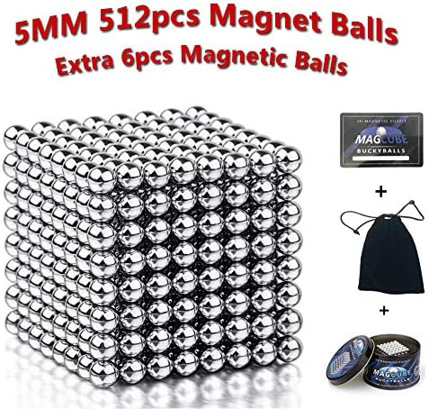 radarfn Magnetic Balls Toys,5mm Magic Balls Sculpture Educational Toy Buckyballs for Stress Relief &Intelligence Development, Best Christmas, Party, Birthday Present(512pcs+6pcs)