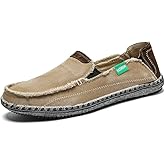 Men's Slip on Deck Shoes Loafers Canvas Boat Shoe Non Slip Casual Loafer Flat Outdoor Sneakers Walking