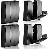 Queekay 4 Pcs Folding Hideaway Coat Hooks Heavy Duty Wall Towel Hooks for Bathrooms Retractable Coat Space Aluminum Wall Hanging Holder for Closet Scarf Hat Robe Key Purse Bag(Black)