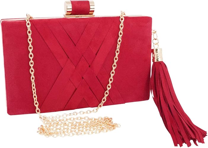Amazon ガール タッセル付きスクエアクラッチバッグ パーティーバッグ 付属品 チェーン 1本 レッド パーティーバッグ
