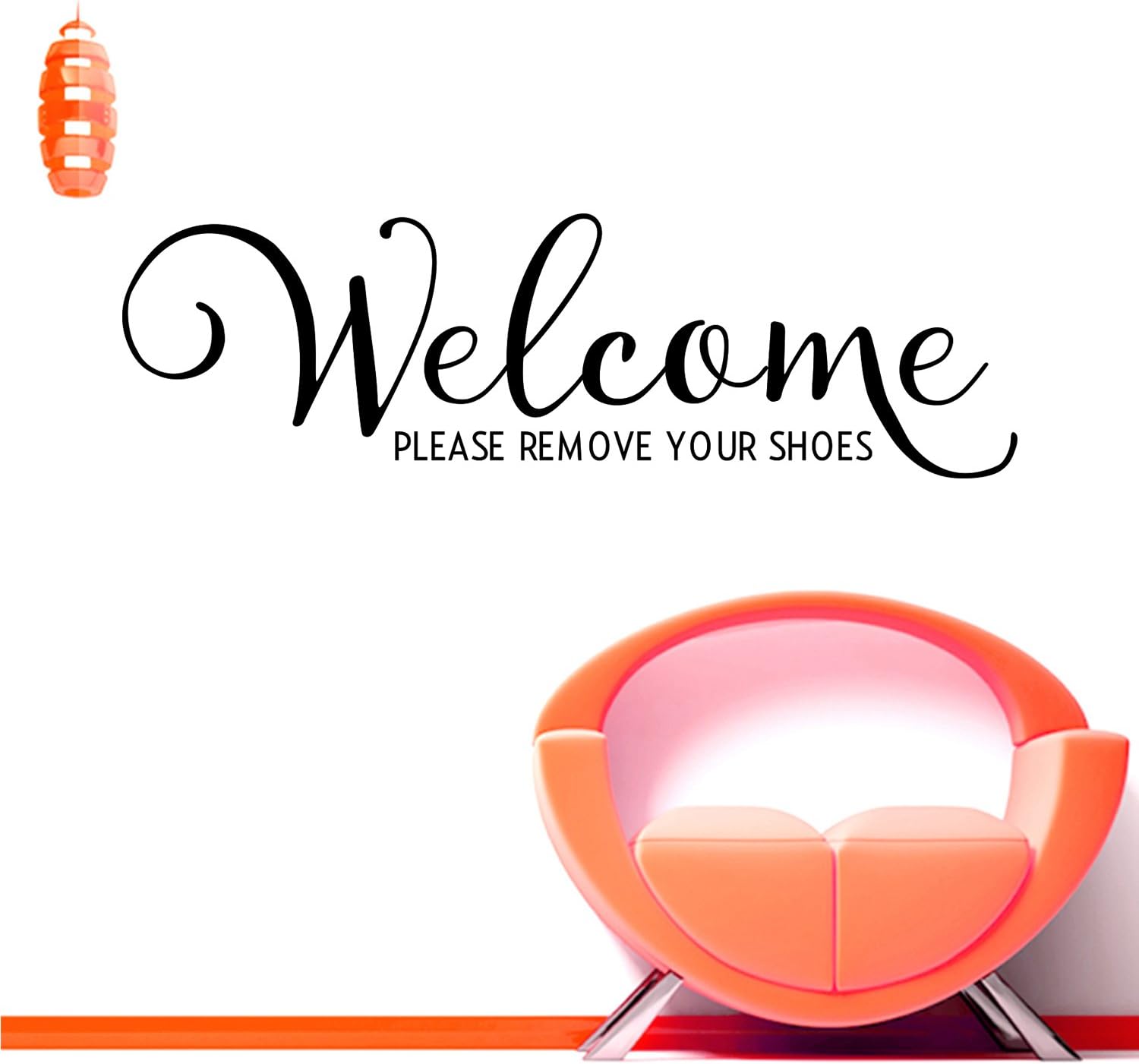 Welcome Please Remove Your Shoes Wall Decal Door Stickers Home Decor Quote Decal Removable Vinyl Art Decorational (6'' X 20'')
