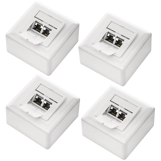 deleyCON Set 4X CAT 6a Universal Netzwerkdose - 2X RJ45 Port - geschirmt - Aufputz/Unterputz - 10 Gigabit Ethernet Netzwerk -