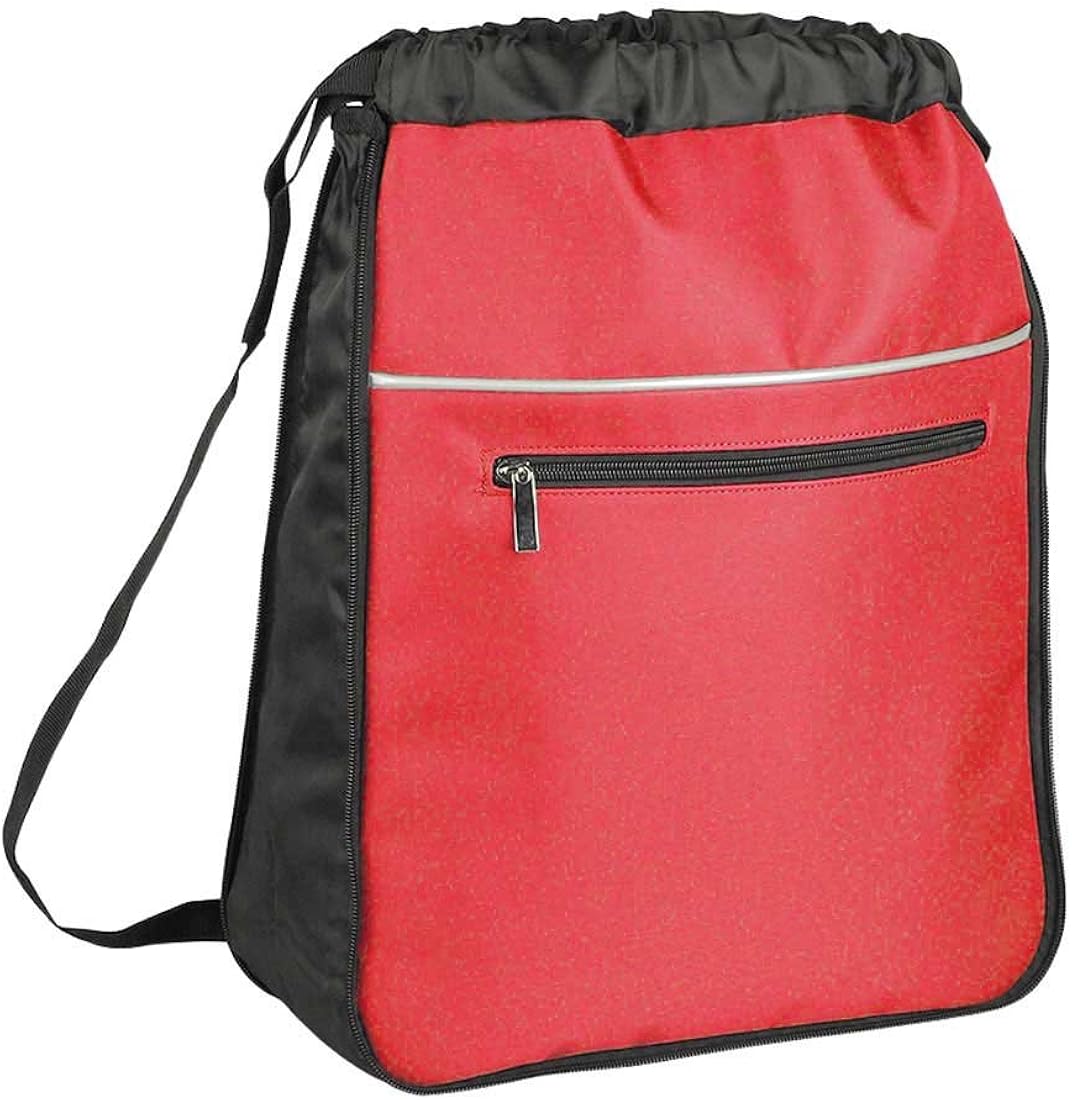 red drawstring backpack