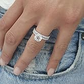 LIOYSIUT Platinum Plated Simulated Diamond Engagement Rings Set Princess Wedding Rings for Women Brilliant Cubic Zirconia Big Engagement Bridal Sets 925 Sterling Silver Promise Rings Set Size 9