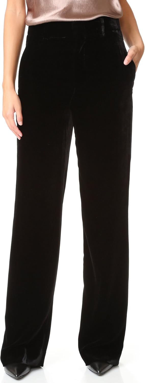Vince Women's Velvet Wide Leg Trousers, Black, 2 Amazon.co.uk Clothing