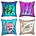 YOUR SMILE Mermaid Magic Reversible Sequins Throw Pillow Case Decorative Changing Cushion Cover Pillowcase for Couch Sofa Bed,16 X 16 Inches,Set of 4