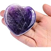 Top Plaza Amethyst Crystals 60mm Natural Large Heart Stone Healing Crystal Polished Gemstone Thumb Pocket Palm Worry Stones Meditation Reiki Balancing Gifts