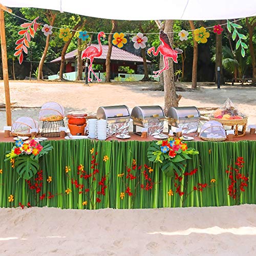 ZERHOK 115Stk Hawaii Party Dekor Set, Tropische Flamingo Banner Palmblätter Hibiskusblumen Girlande Getränk Cupcake… – Bild 5