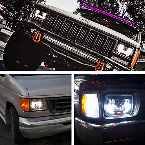 1pcs LED Rectangular Headlight Projector 7x6 5x7 inch Sealed Beam Replacement Hi/Lo Beam DRL Fits Headlamp Bulb for Wrangler, Colight T002N-1pcs
