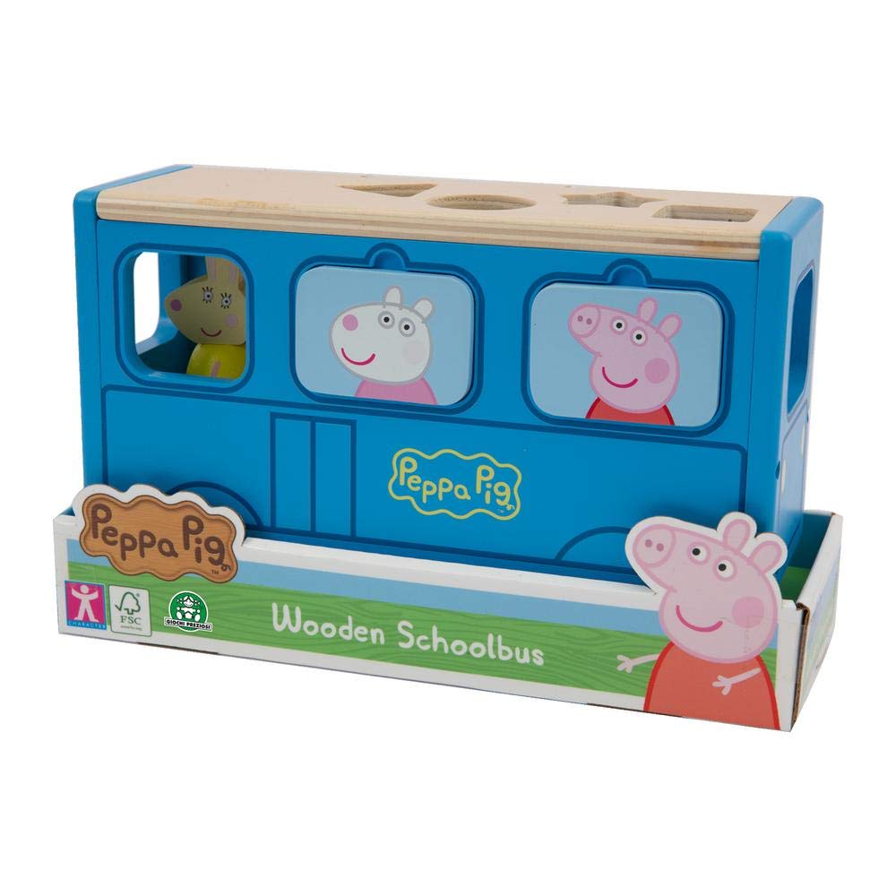 Precious Games Peppa Pig School Bus Vehicle with Character, Wood, PPC74000