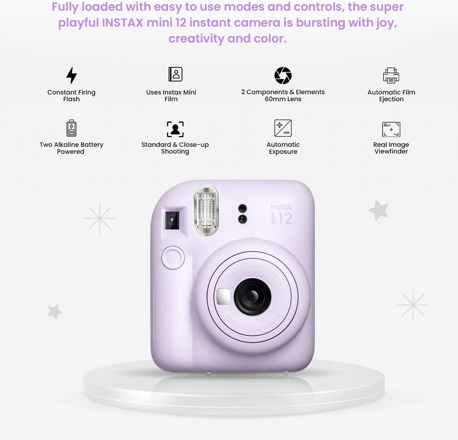 FUJIFILM Instax Mini 12 Holiday Bundle 2025 - Lilac Purple
