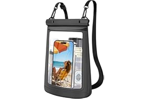 ANLEDDA Large Waterproof Phone Pouch，Double Sealing Floating Waterproof Bag Cell Phone Dry Bag Up to 7.5", Beach Vacation Essentials Water Park Essentials(Black)