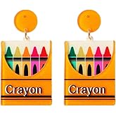 Cute Crayon Earrings Teacher Colorful Crayon Dangle Drop Earrings for Women