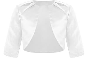 Kvysinly Kids Girl Bridesmaid Satin Short Jacket Shrug Cropped Cardigan Flower Girl Dress Communion Bolero
