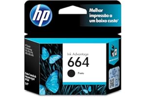 Cartucho de Tinta HP 664 Preto Original (F6V29AB) Para Impressora Deskjet 2136, 2676, 3776, 5076, 527