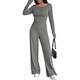 Pink Queen Sweatsuits Women 2 Piece Outfit Asymmetrical Long Sleeve Top Wide Leg Pants Casual Matching Sweat Sets