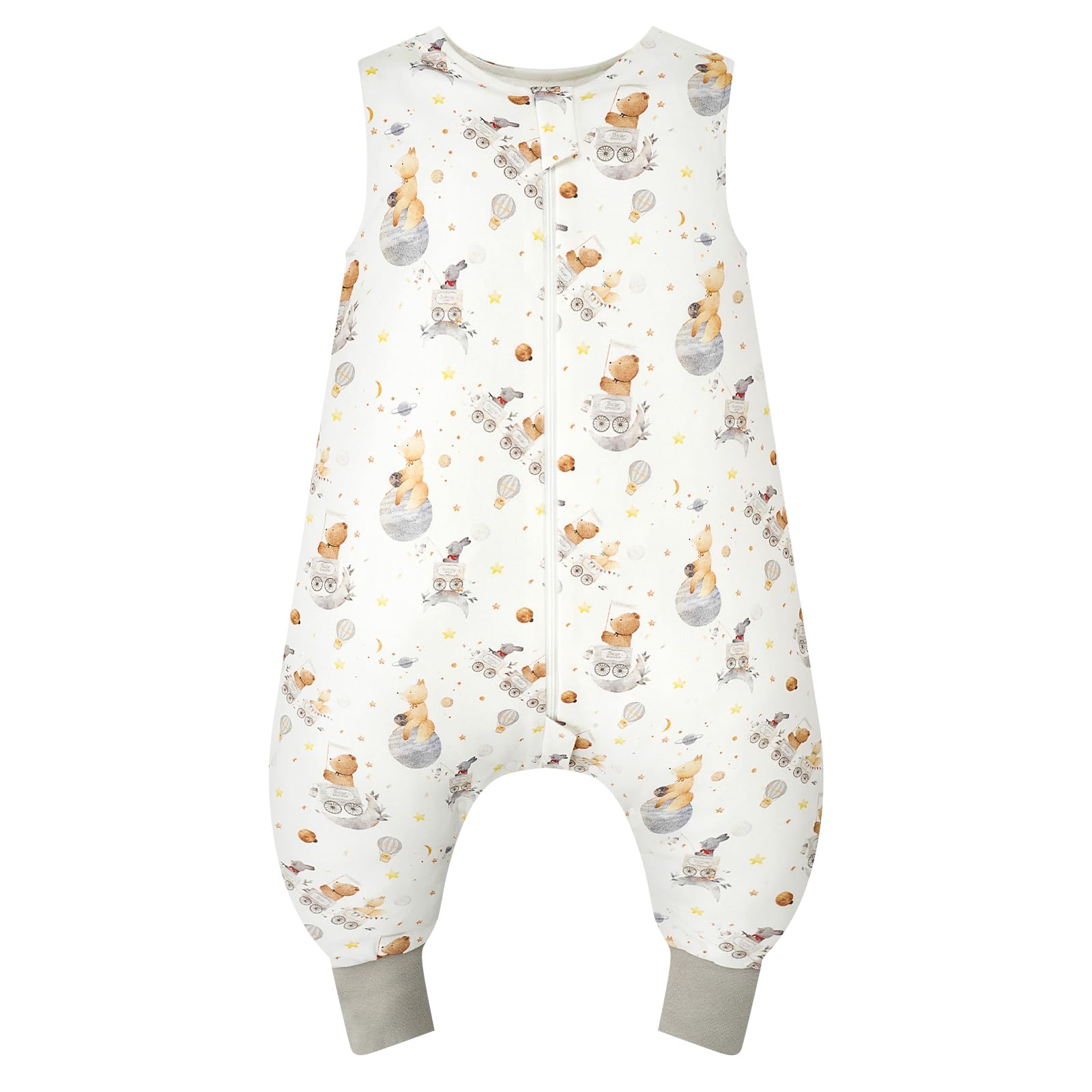 Baby Sleeping Bag 1.0 Tog with Legs, 100% Cotton Sleeveless Baby Sleep Sack Toddler Wearable Blanket for Boys and Girls, 90cm/3-4 Years