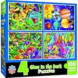 MasterPieces Glow in the Dark 4-pack Multipack 100 Piece Puzzles