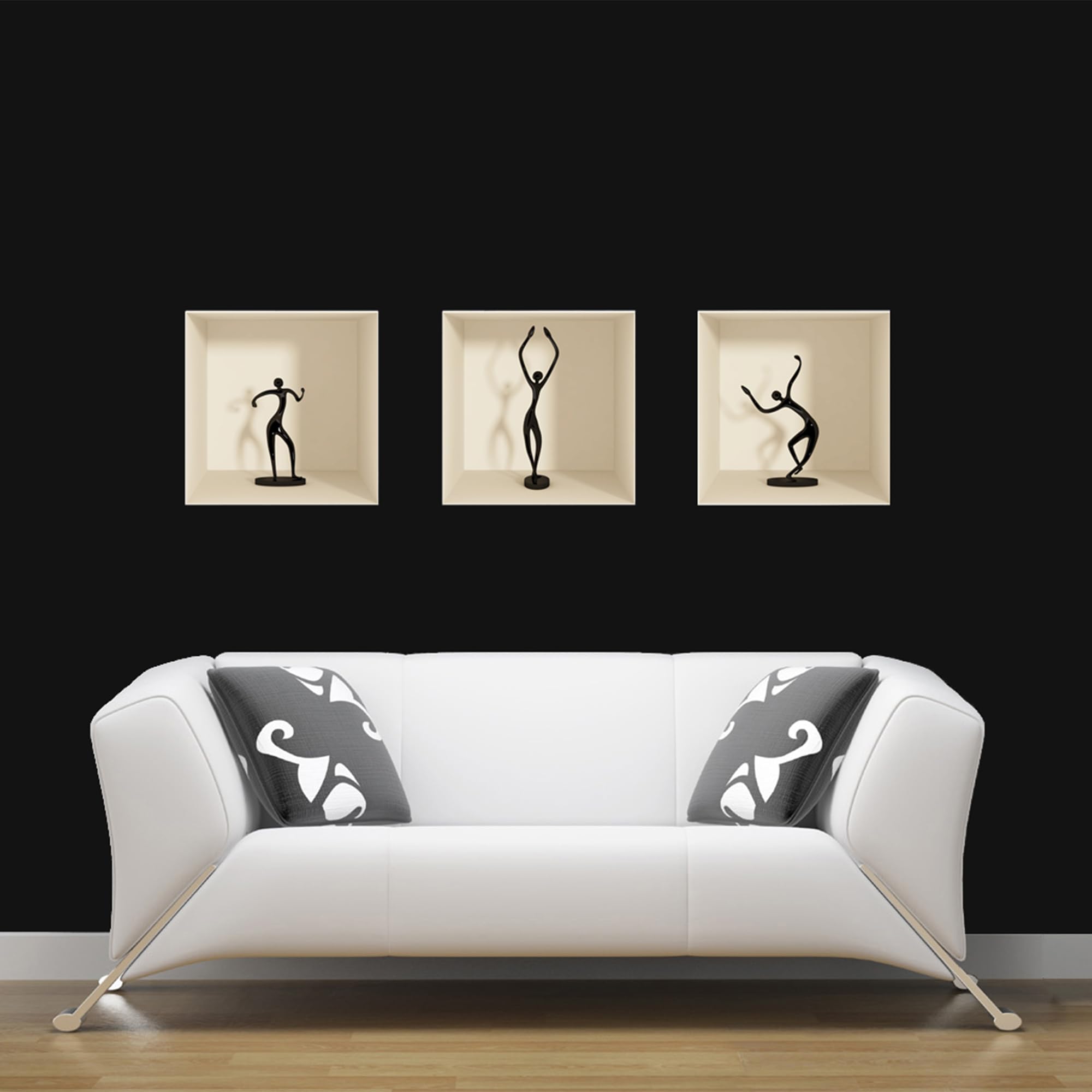 Ambiance col-3D-dancing_figures Wall Sticker, Vinyl, Multi-Colour, 30 x 90 cm