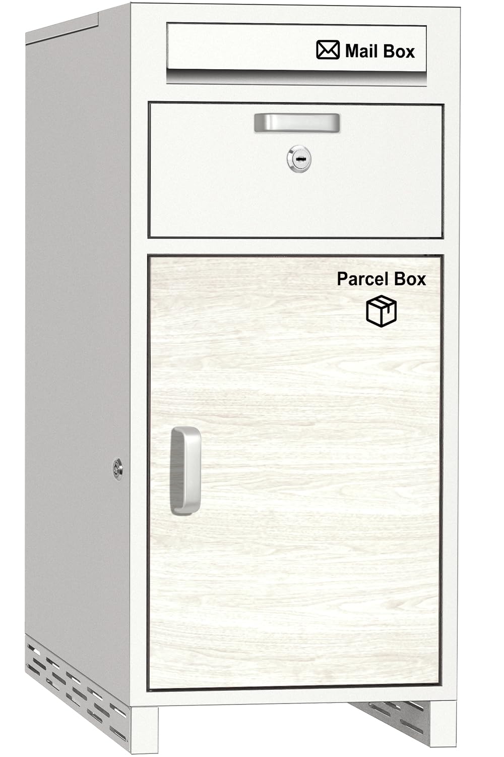 【複数投函可能/大容量 140L】 VARNIC 宅配ボックス 宅配BOX 組み立て不要 防水 屋外 置き配 大容量 ポスト付き 郵便受け 簡単設置 両開扉 盗難防止 大型 戸建て用 個人宅 (ホワイト)商品画像