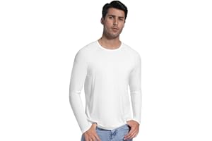 WiWi Viscose from Bamboo Men's Long Sleeve Tees Sun Protection Athletic Crew Neck Shirts for Pajamas S-XXL