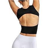SweatyRocks Women's Workout Crop Tops Open Back Slim Fit Sleeveless Gym Yoga Shirts